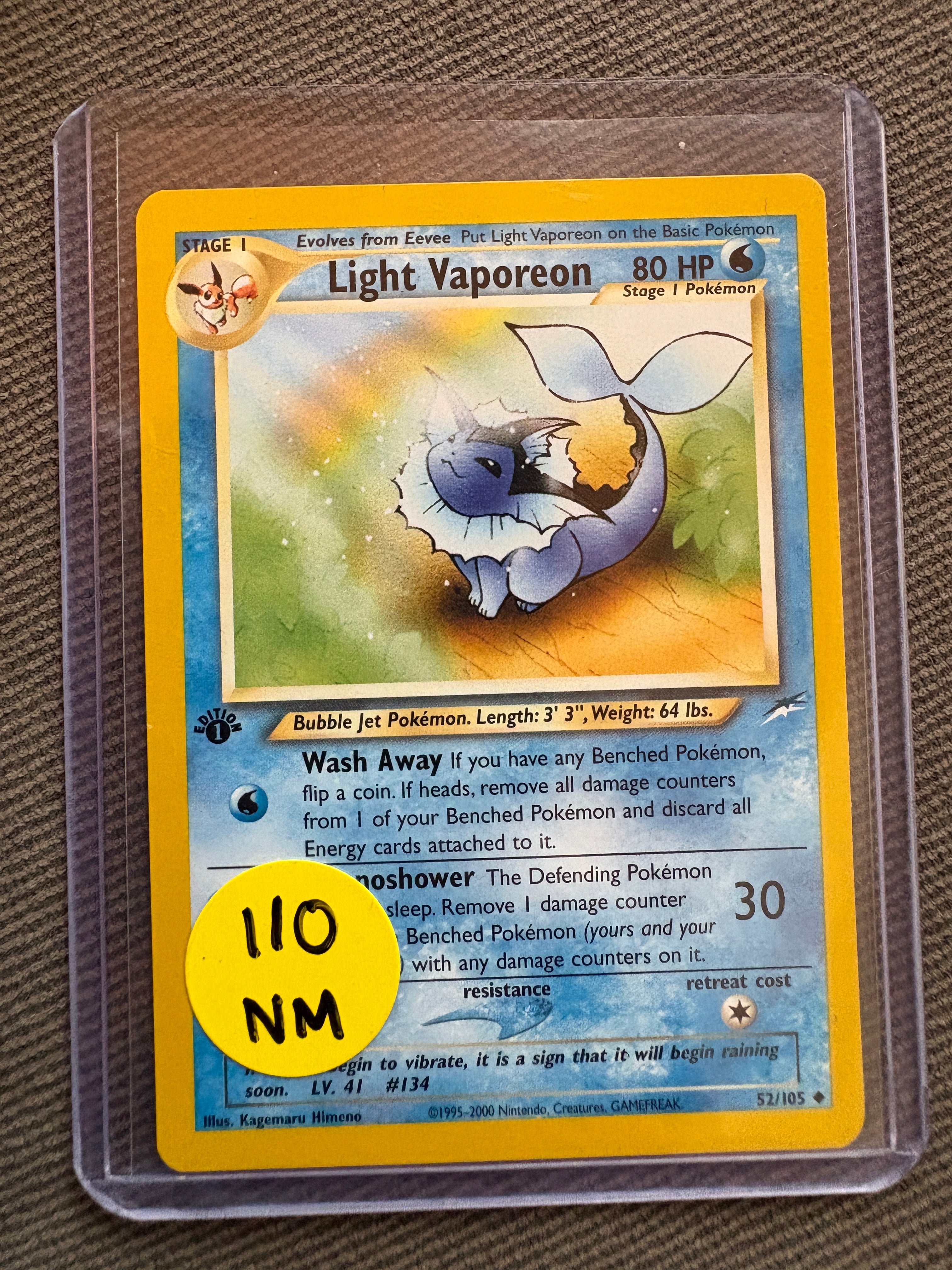 Light Vaporeon non holo 1st ed NM