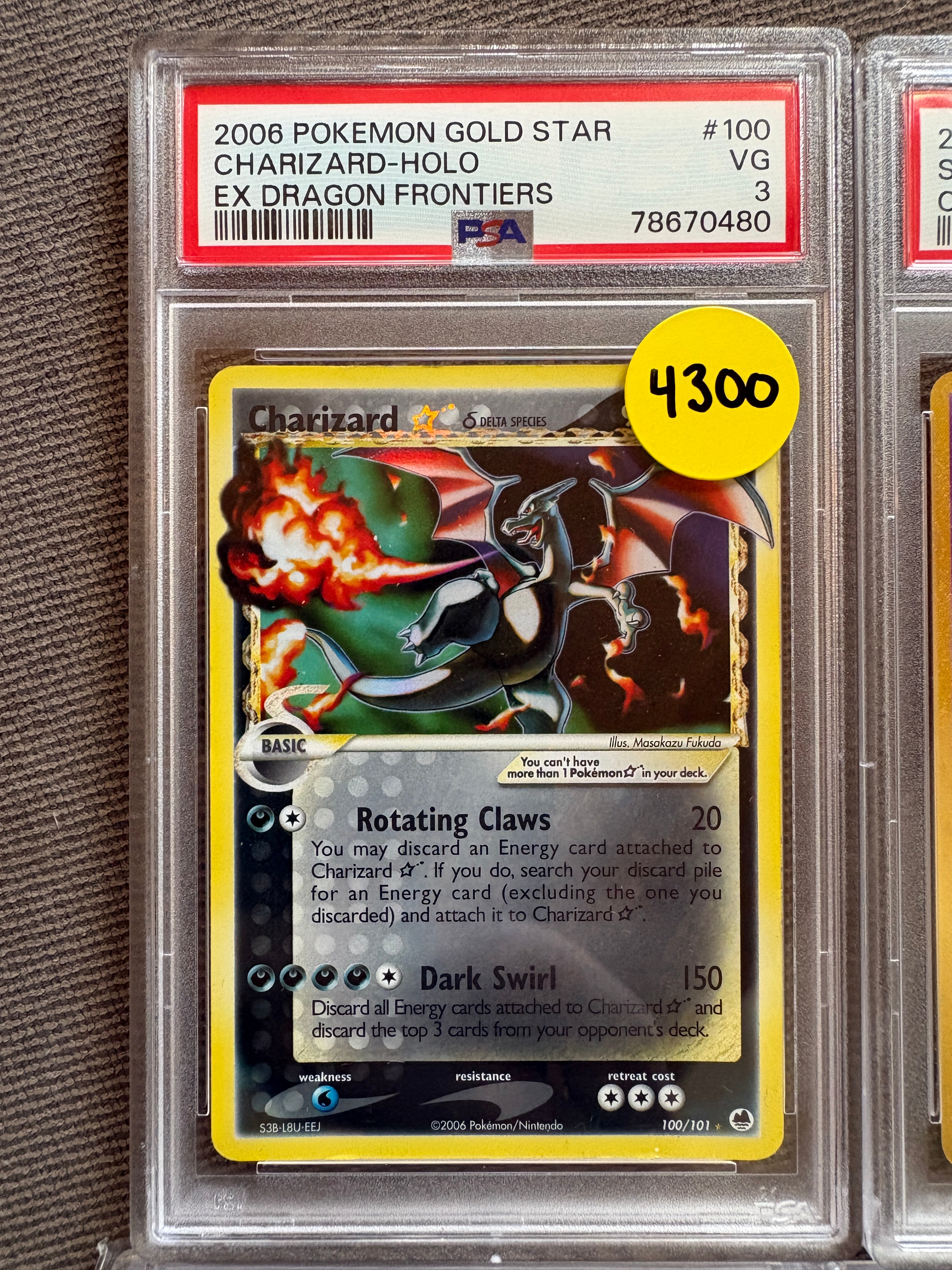 Charizard Gold Star PSA 3